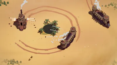 Wanderburg gameplay showing the wheeled castle consuming targets in a biome
