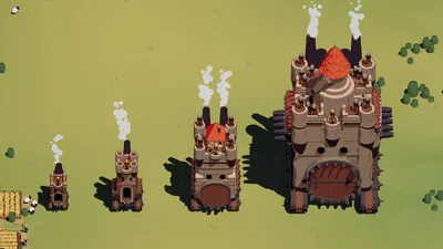 A grown Wanderburg castle with upgraded modules rolling across a field